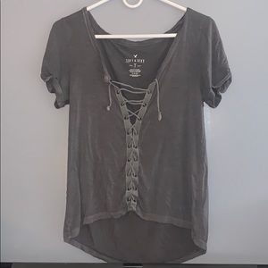 Grey American Eagle Tie up shirt